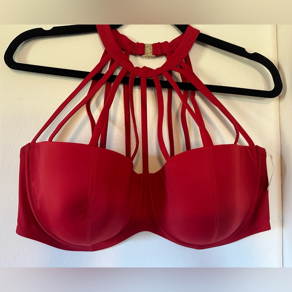 38G red sexy strappy bikini top/0X bottom.